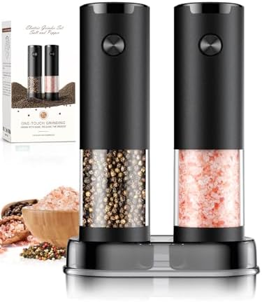 Electric Salt and Pepper Grinder Set Automatic Battery Pepper Mill Shakers Adjustable Coarseness Upgraded Larger Capacity with Led Home and Kitchen Appliances Birthday Gifts for Women Mom