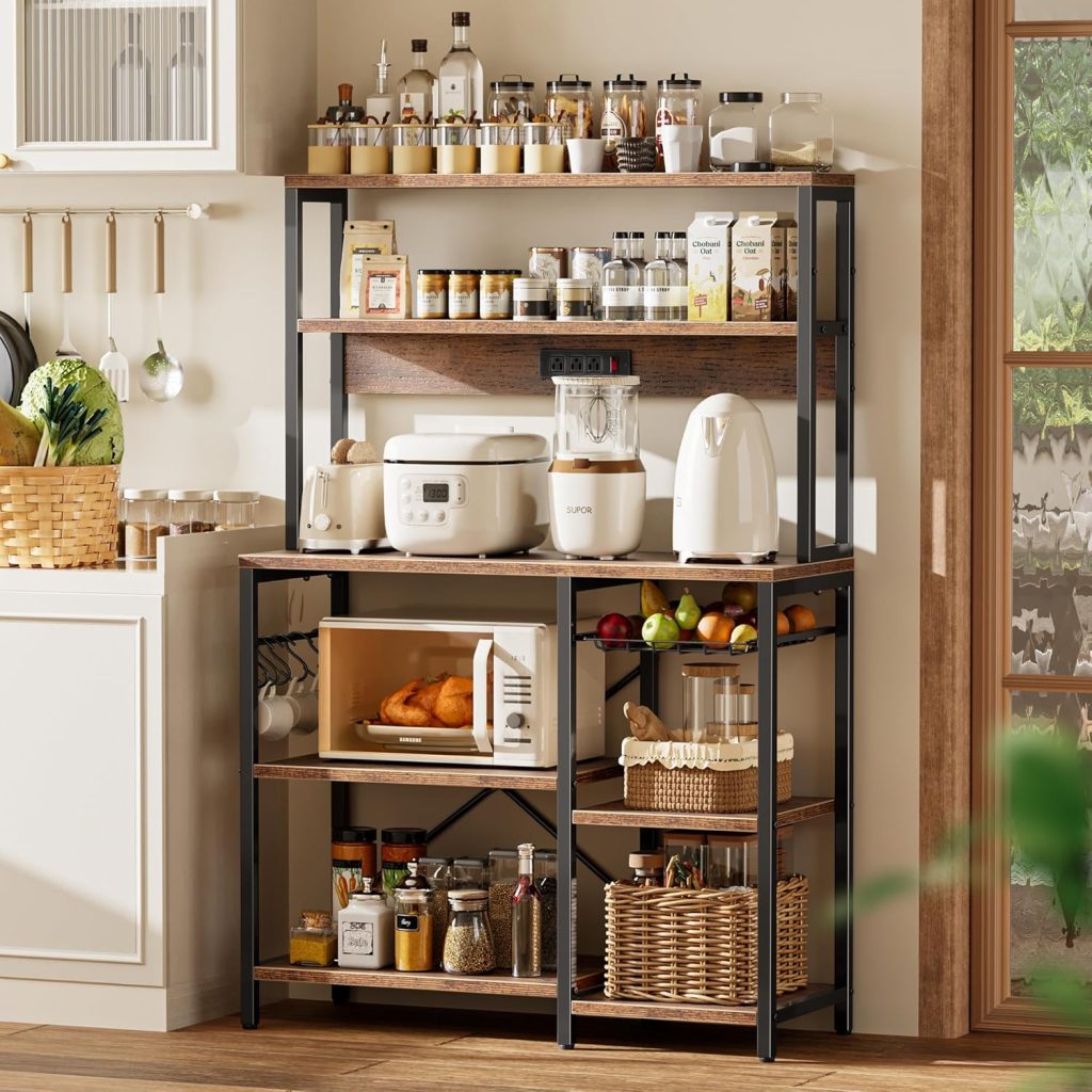 SUPERJARE-Bakers-Rack-with-Power-Outlet