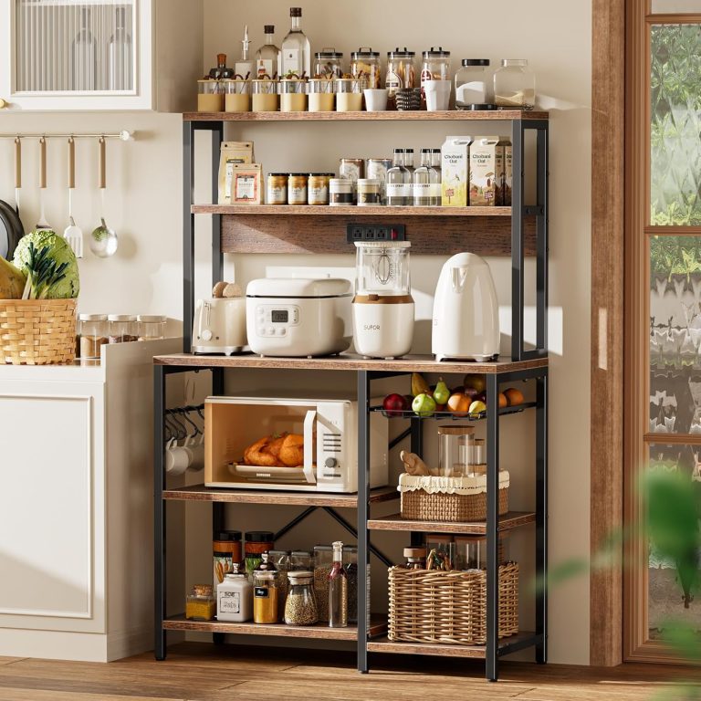 SUPERJARE-Bakers-Rack-with-Power-Outlet